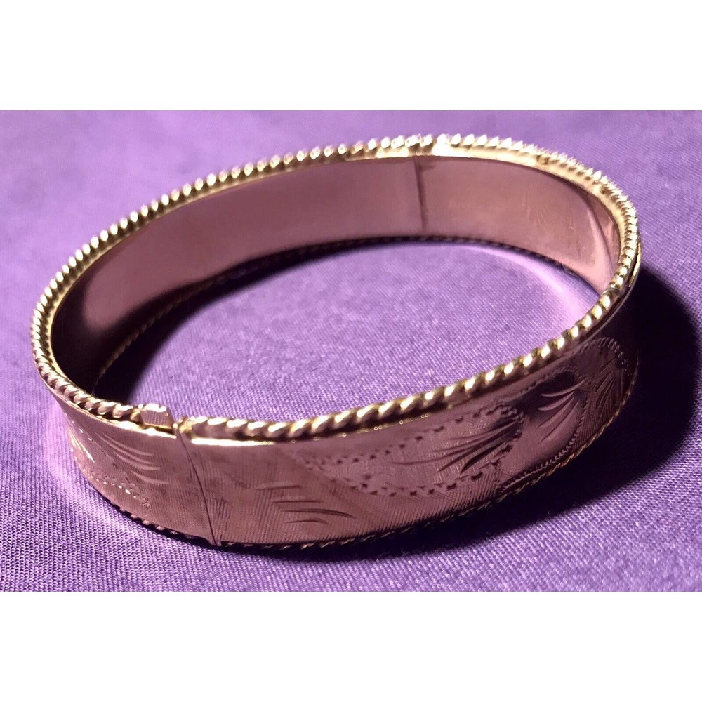 *SOLD ON Ⓜ️ Antique 14K Brushed Gold Bangle Bracelet Slide Lock Mexico 20.26g